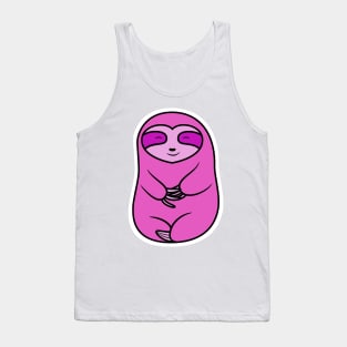 Happy Cozy Pink Sloth Bear Illustration Tank Top